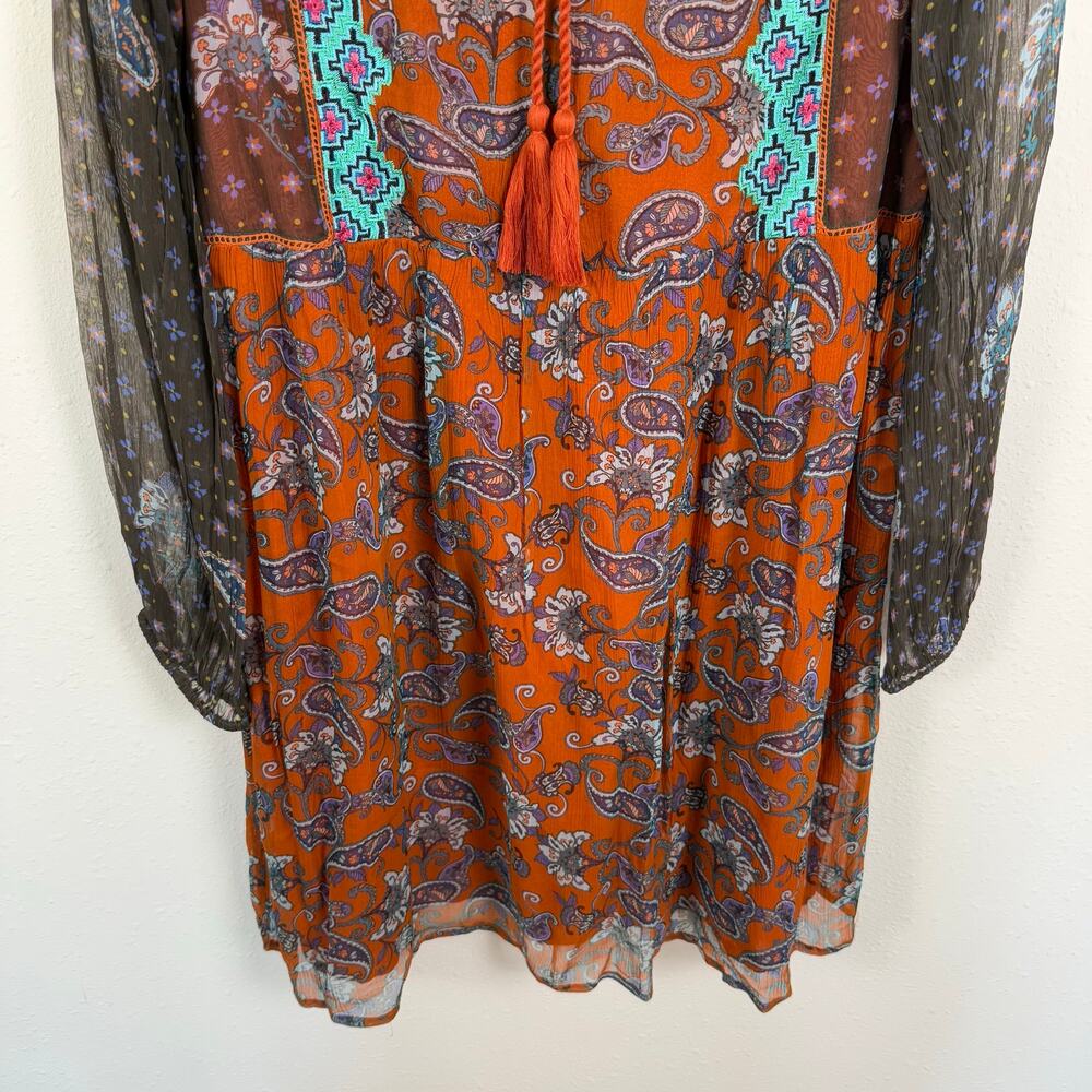 Sundance Artist Devine Long Sleeve Dress Medium Floral Paisley Boho Western - Picture 3 of 7